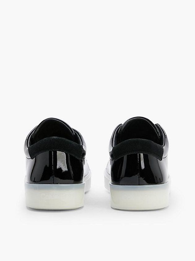 Black Calvin Klein Leather Women Sneakers | DXSF-91637
