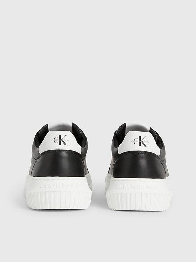 Black Calvin Klein Leather Women Sneakers | YZJX-42319