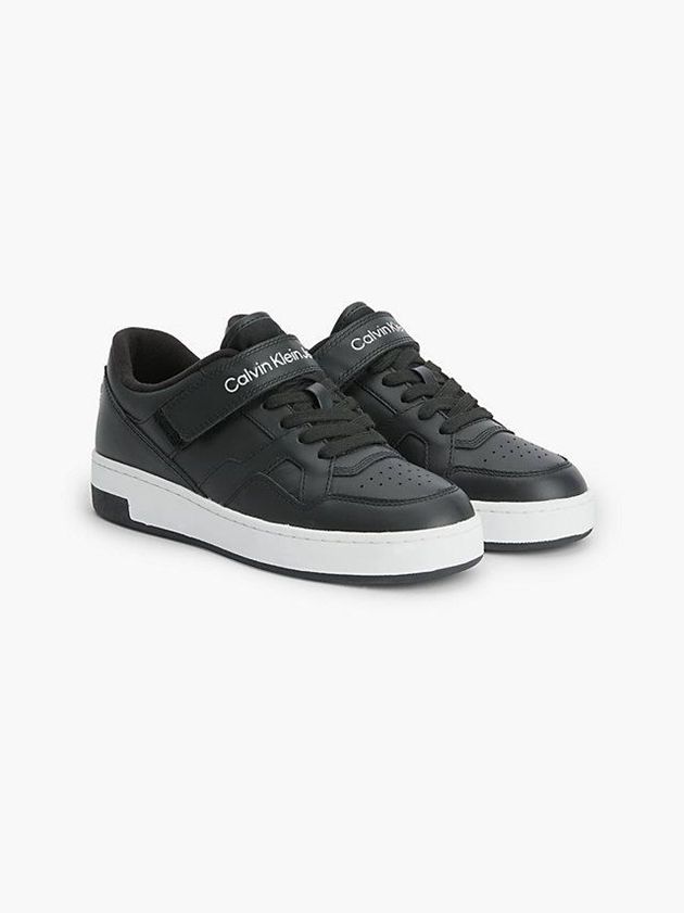 Black Calvin Klein Leather Women Sneakers | GMVP-08673