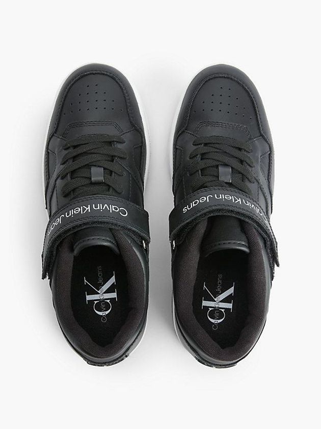 Black Calvin Klein Leather Women Sneakers | GMVP-08673