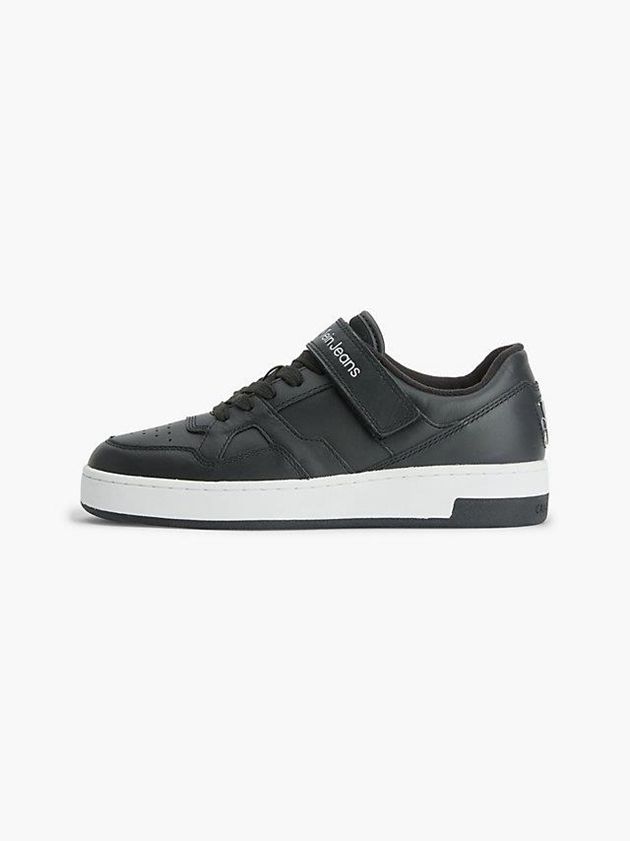 Black Calvin Klein Leather Women Sneakers | GMVP-08673