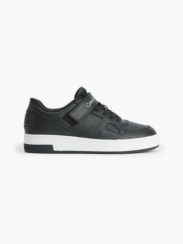 Black Calvin Klein Leather Women Sneakers | GMVP-08673
