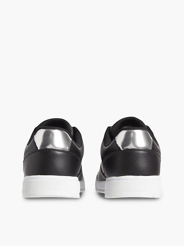 Black Calvin Klein Leather Women Sneakers | AVOW-48630