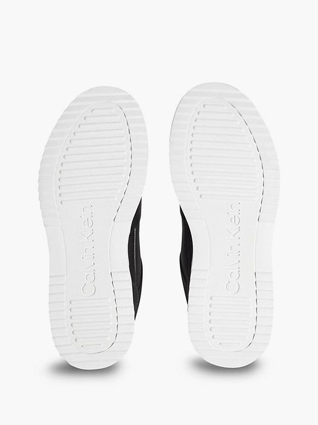 Black Calvin Klein Leather Women Sneakers | AVOW-48630