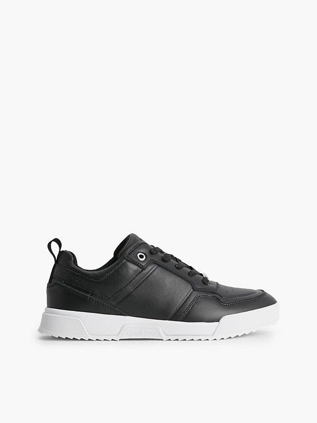 Black Calvin Klein Leather Women Sneakers | AVOW-48630