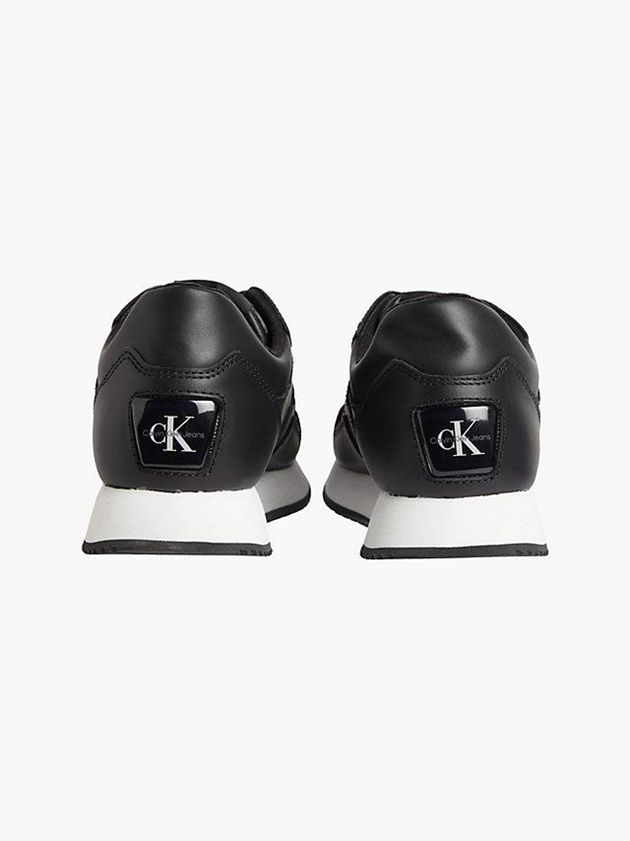 Black Calvin Klein Leather Women Sneakers | EYIJ-52437