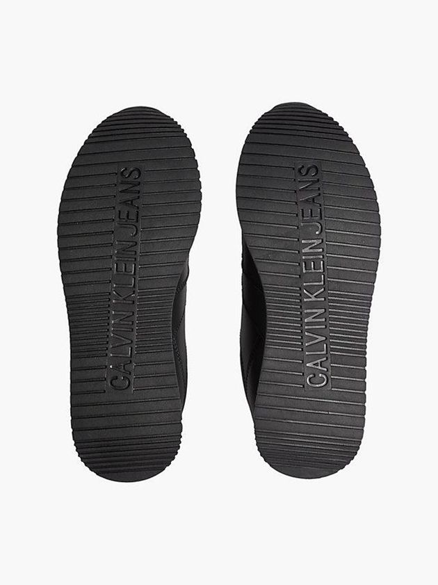 Black Calvin Klein Leather Women Sneakers | EYIJ-52437