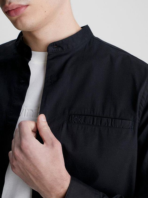 Black Calvin Klein Lightweight Poplin Men Shirts | FGIZ-59270