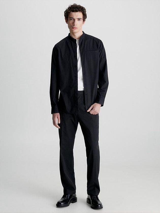 Black Calvin Klein Lightweight Poplin Men Shirts | FGIZ-59270
