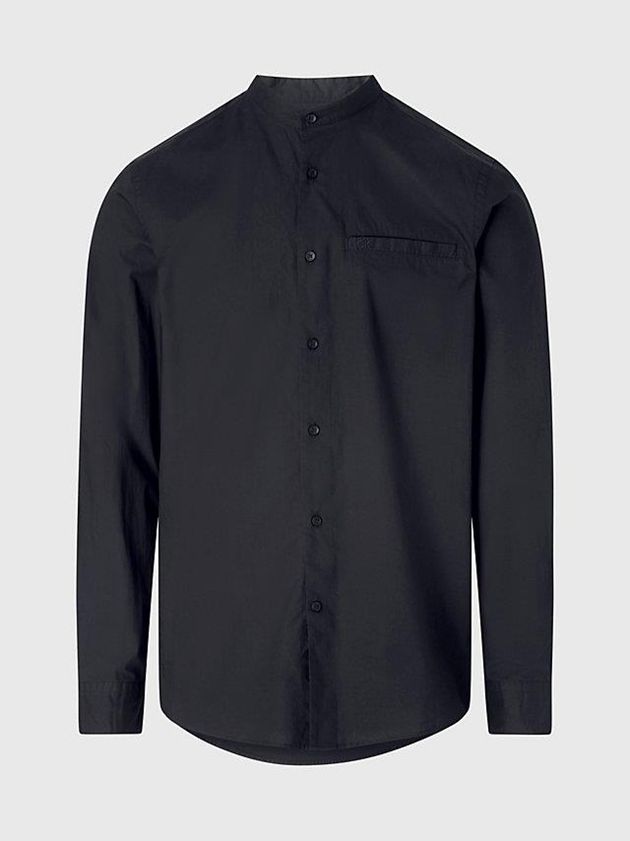Black Calvin Klein Lightweight Poplin Men Shirts | FGIZ-59270