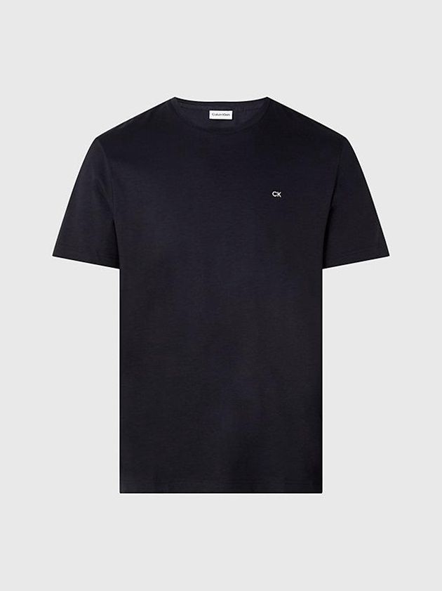 Black Calvin Klein Liquid Touch Cotton Men T-Shirt | FUVY-57361