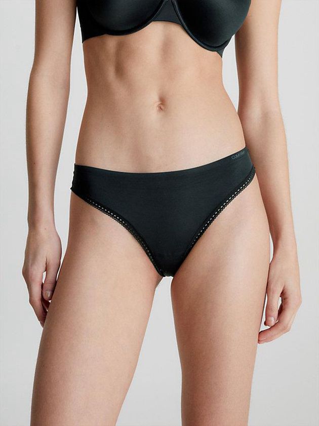 Black Calvin Klein Liquid Touch Women Thong | NIPW-28107