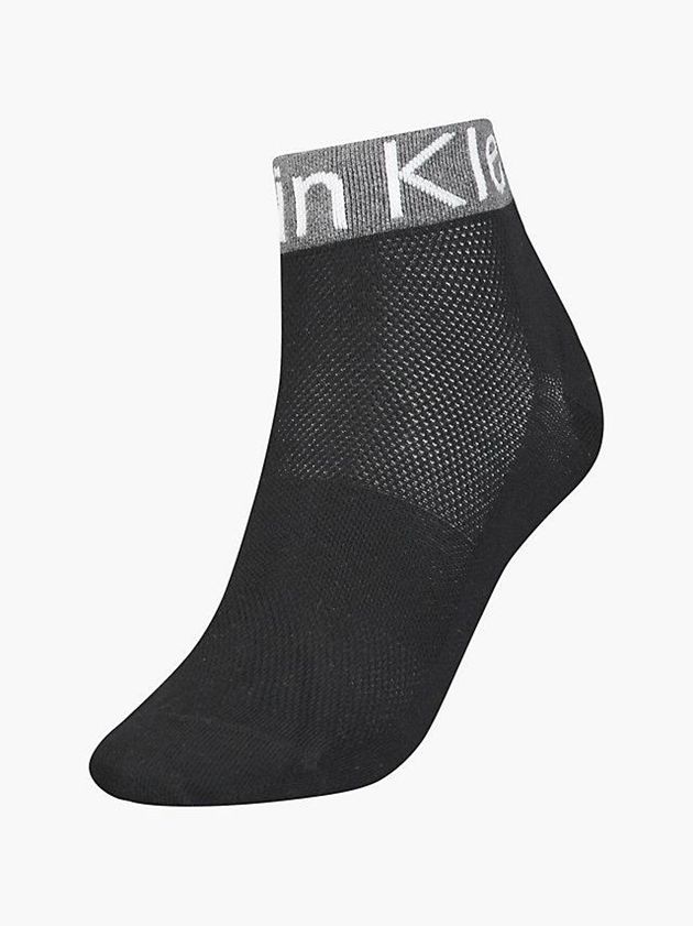 Black Calvin Klein Logo Ankle Women Socks | LUSC-42598