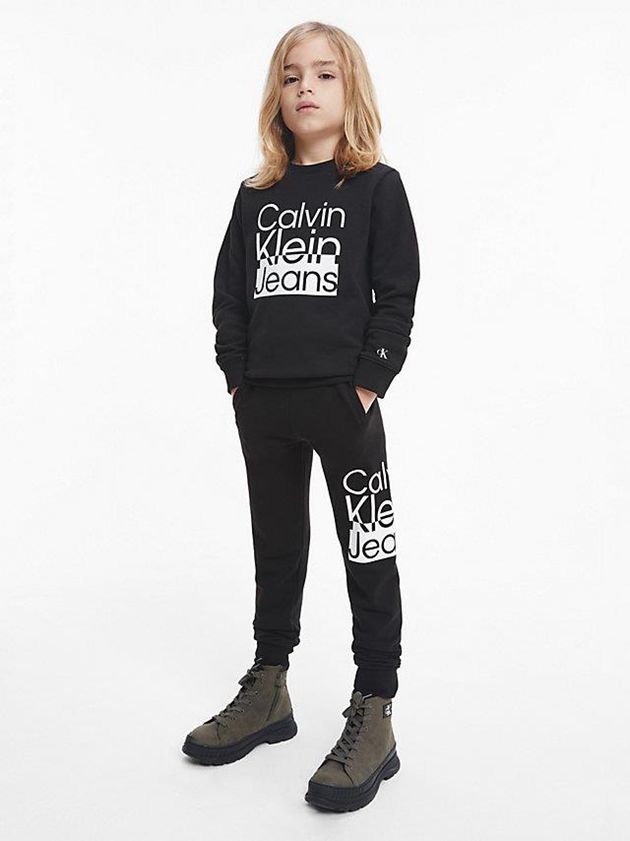 Black Calvin Klein Logo Boys's Joggers | NXIZ-96015