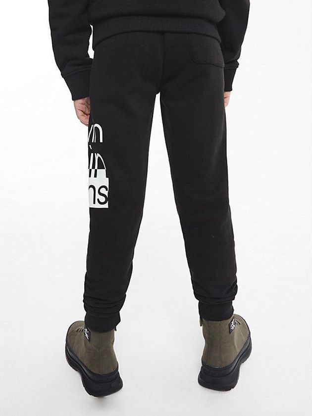 Black Calvin Klein Logo Boys's Joggers | NXIZ-96015