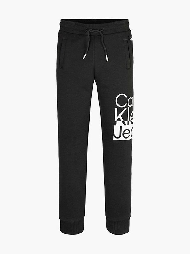 Black Calvin Klein Logo Boys's Joggers | NXIZ-96015