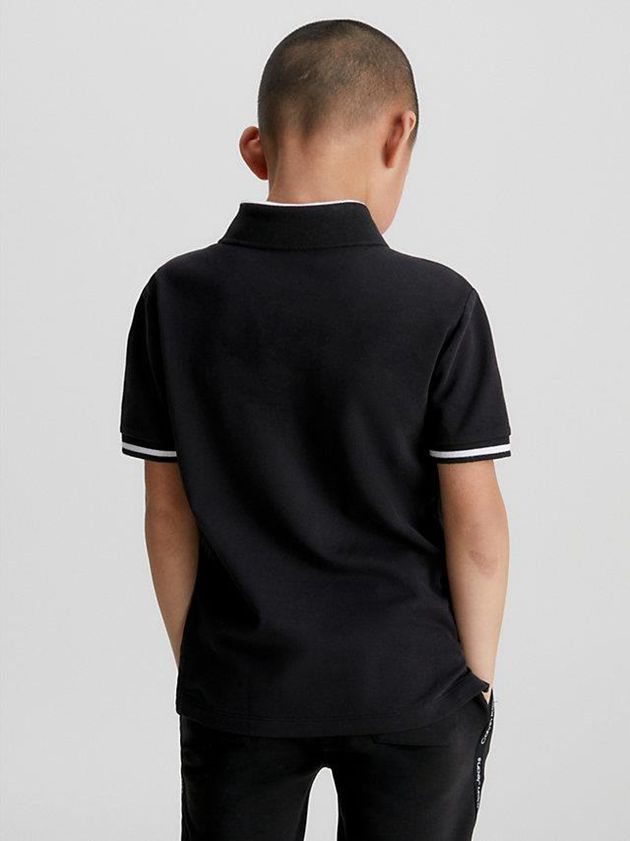 Black Calvin Klein Logo Boys's Polo Shirt | NOYU-60597