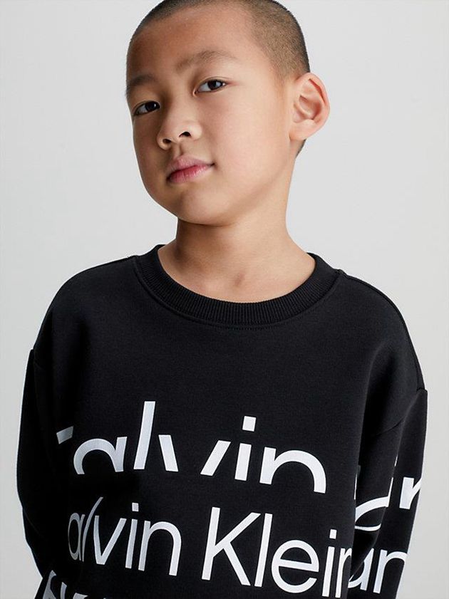 Black Calvin Klein Logo Boys's Sweatshirt | PBFA-48506