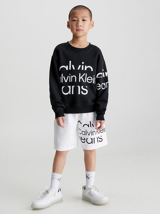 Black Calvin Klein Logo Boys's Sweatshirt | PBFA-48506