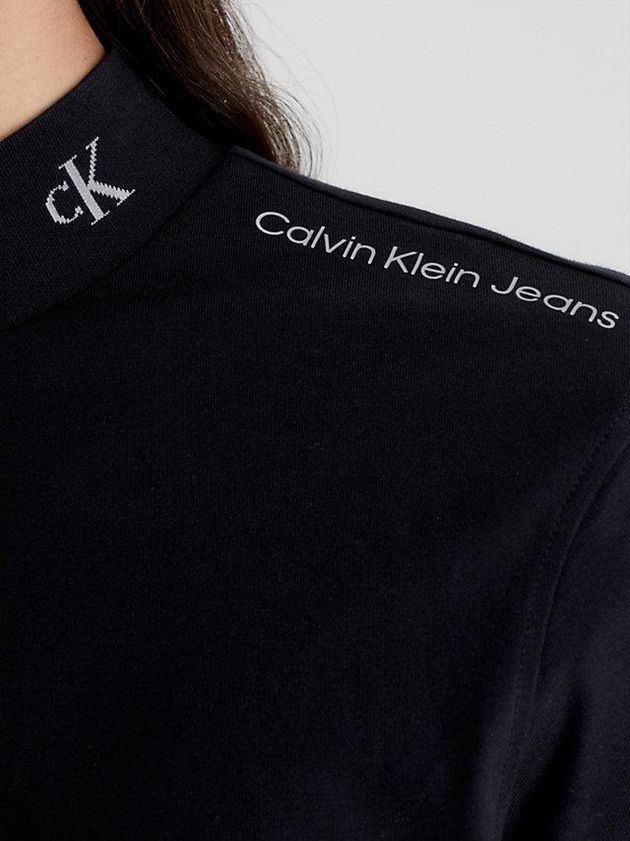 Black Calvin Klein Logo Collar Long Sleeve Men T-Shirt | BPHZ-10436