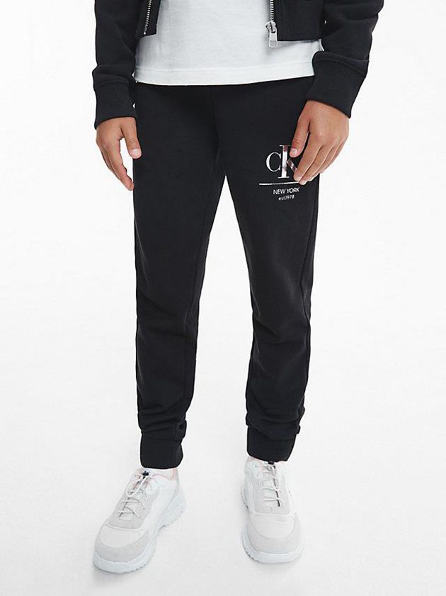 Black Calvin Klein Logo Girls\'s Joggers | IRUQ-82439