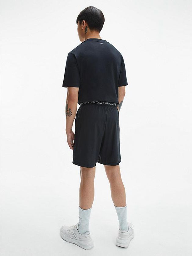 Black Calvin Klein Logo Gym Men T-Shirt | BOTE-35984