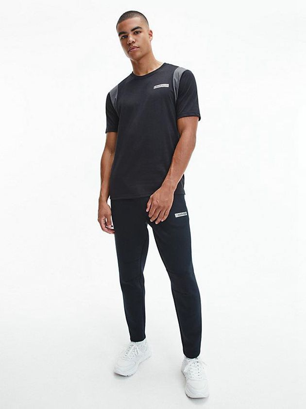 Black Calvin Klein Logo Gym Men T-Shirt | NEYL-69128