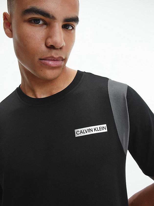 Black Calvin Klein Logo Gym Men T-Shirt | NEYL-69128