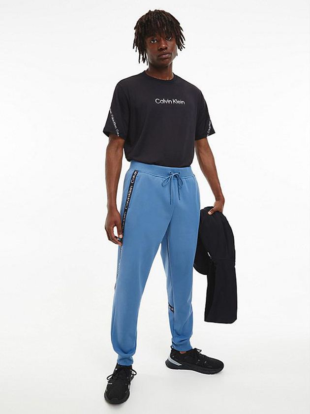 Black Calvin Klein Logo Gym Men T-Shirt | KLYS-92615