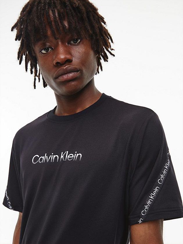 Black Calvin Klein Logo Gym Men T-Shirt | KLYS-92615
