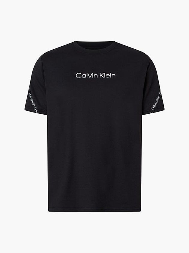 Black Calvin Klein Logo Gym Men T-Shirt | KLYS-92615