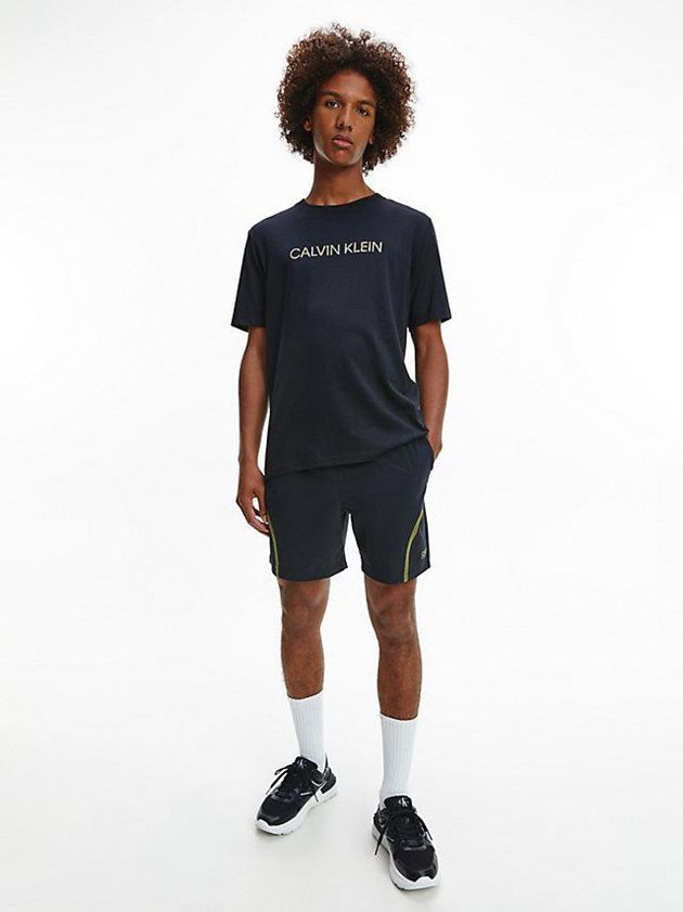 Black Calvin Klein Logo Gym Men T-Shirt | GPUN-49815