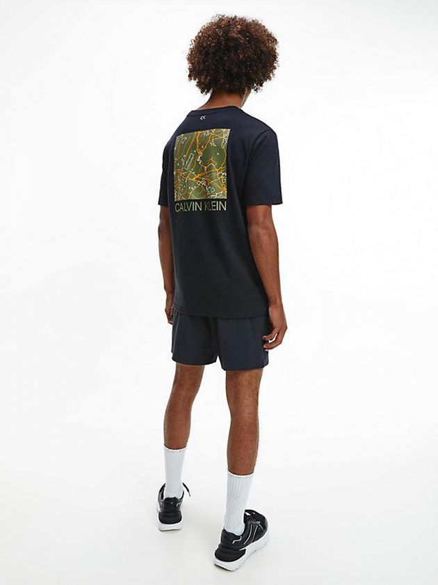 Black Calvin Klein Logo Gym Men T-Shirt | GPUN-49815