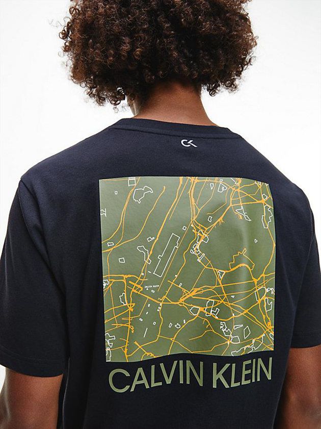 Black Calvin Klein Logo Gym Men T-Shirt | GPUN-49815
