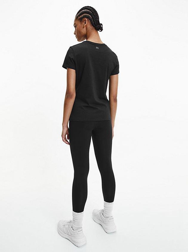 Black Calvin Klein Logo Gym Women T-Shirt | MFUE-47589