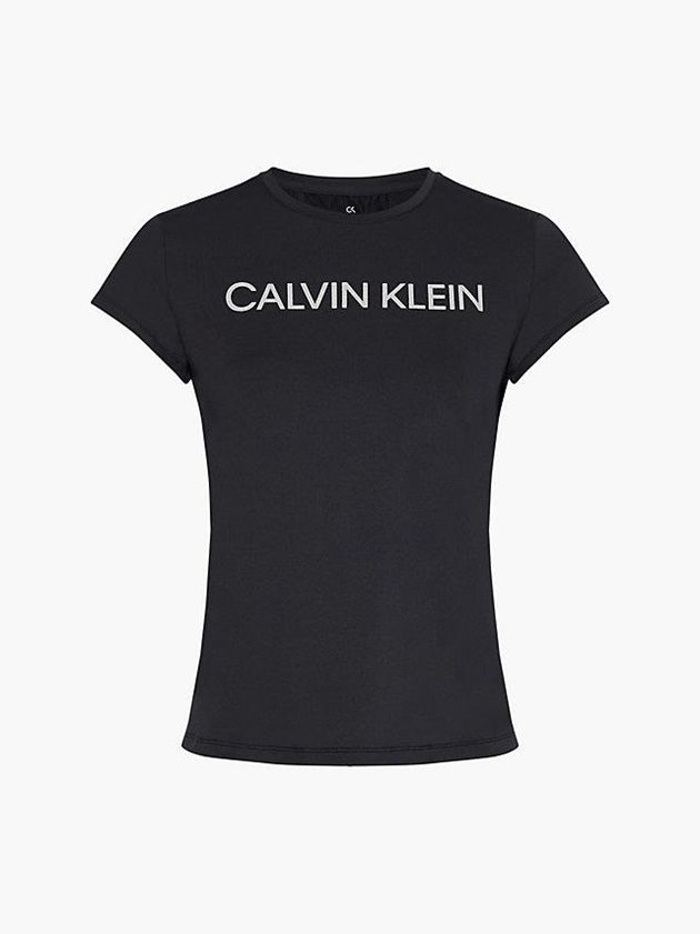 Black Calvin Klein Logo Gym Women T-Shirt | MFUE-47589
