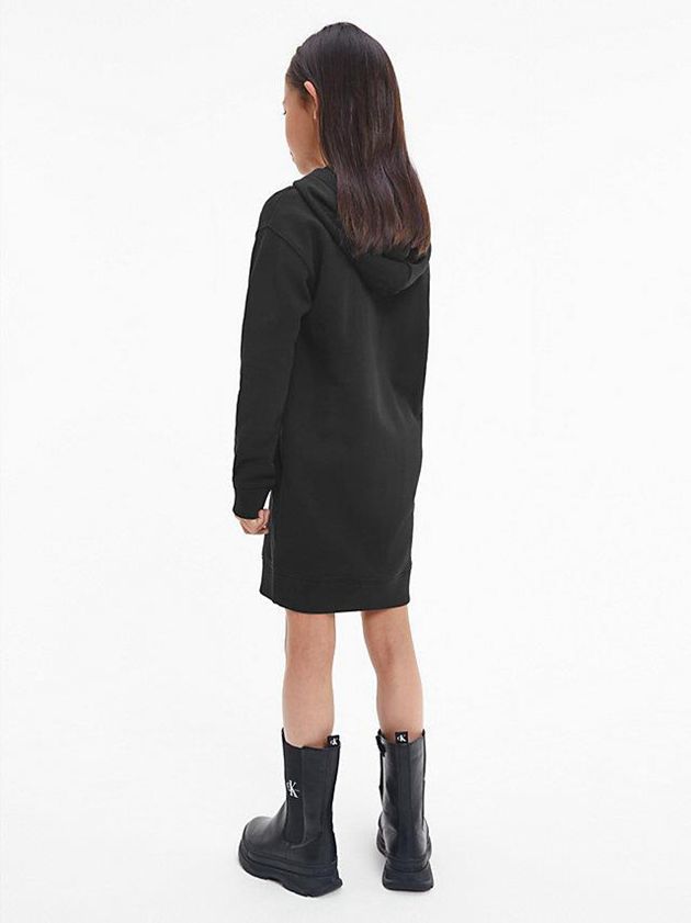 Black Calvin Klein Logo Hoodie Girls's Dress | CMNE-50369