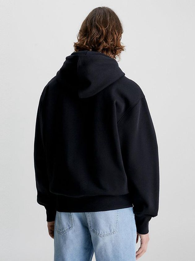 Black Calvin Klein Logo Men Hoodie | TJFX-96180