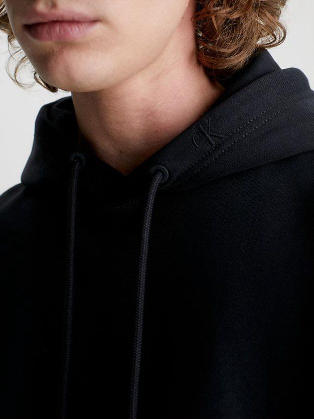 Black Calvin Klein Logo Men Hoodie | TJFX-96180