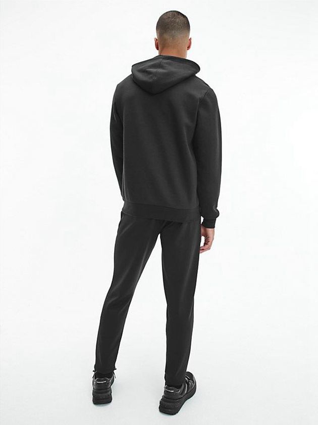 Black Calvin Klein Logo Men Hoodie | XIFG-13895