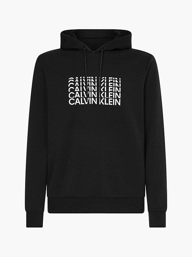 Black Calvin Klein Logo Men Hoodie | XIFG-13895