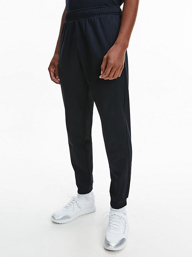 Black Calvin Klein Logo Men Joggers | NVXI-32789