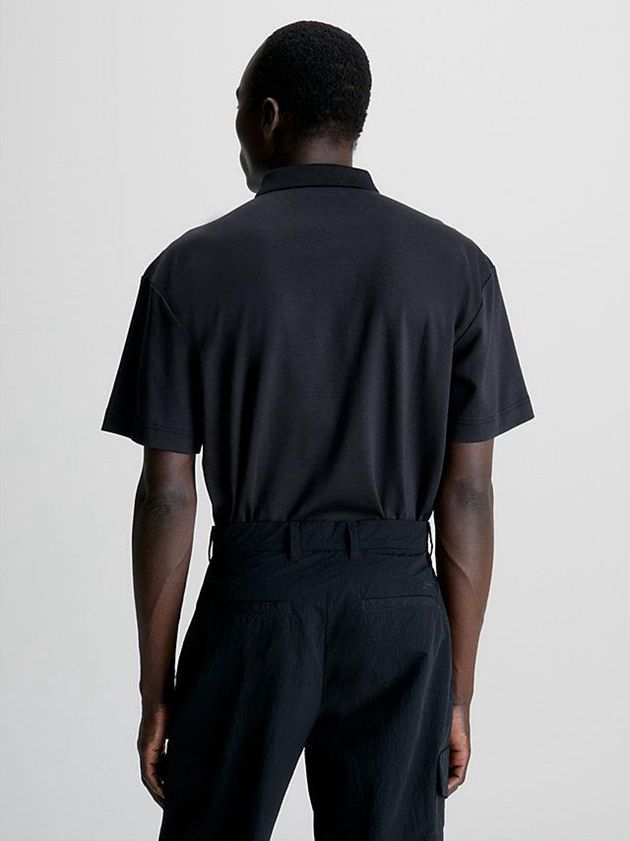 Black Calvin Klein Logo Men Polo Shirt | QKNY-01246