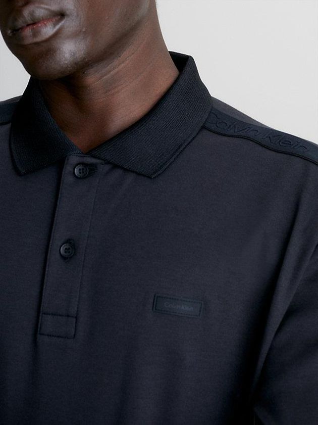 Black Calvin Klein Logo Men Polo Shirt | QKNY-01246