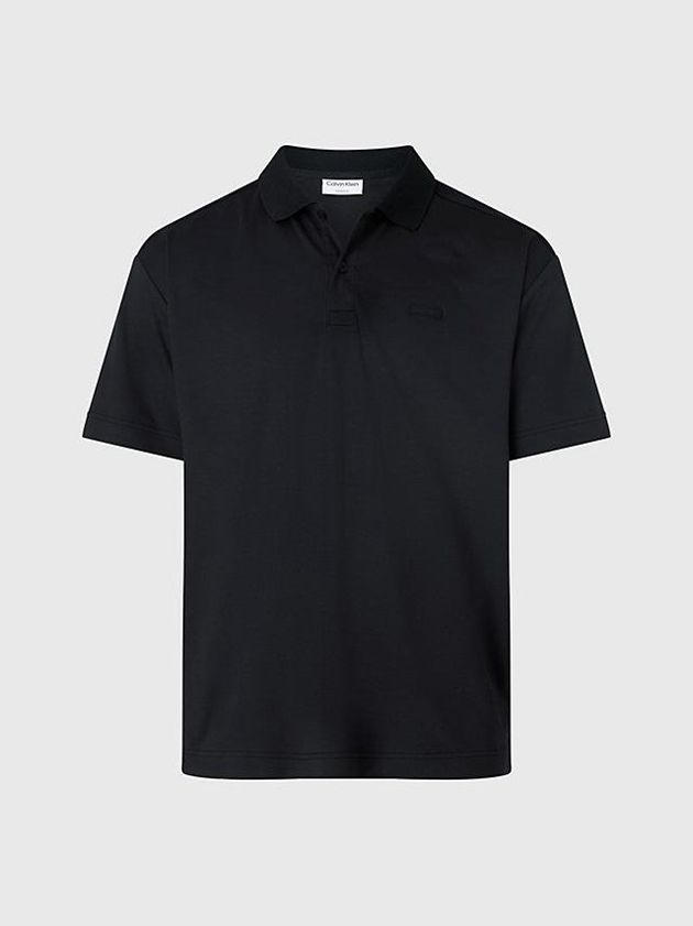 Black Calvin Klein Logo Men Polo Shirt | QKNY-01246