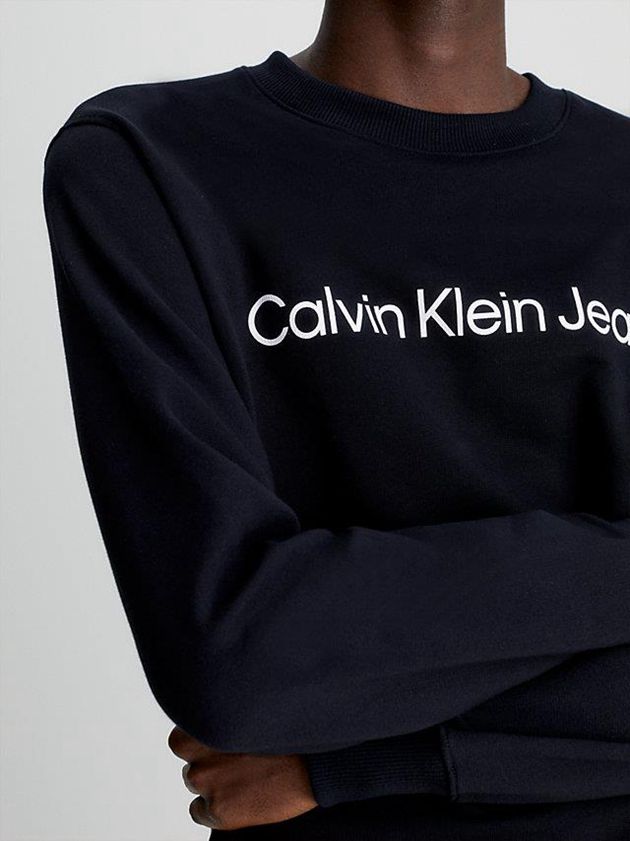 Black Calvin Klein Logo Men Sweatshirt | PKZC-62948