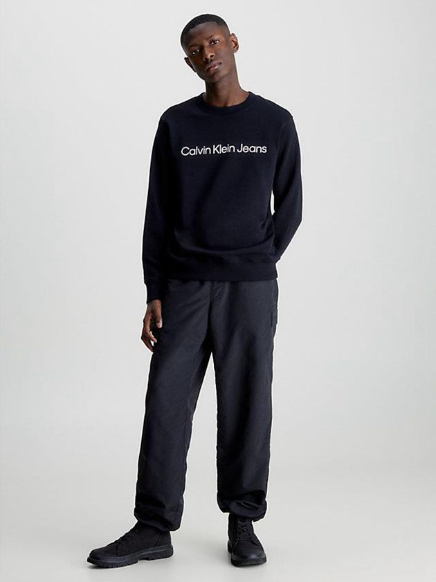 Black Calvin Klein Logo Men Sweatshirt | PKZC-62948