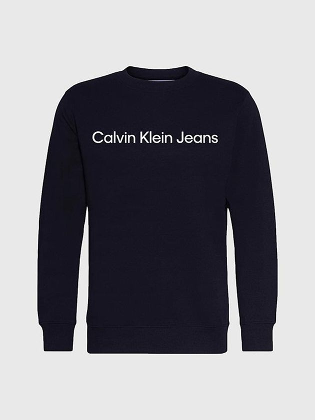 Black Calvin Klein Logo Men Sweatshirt | PKZC-62948