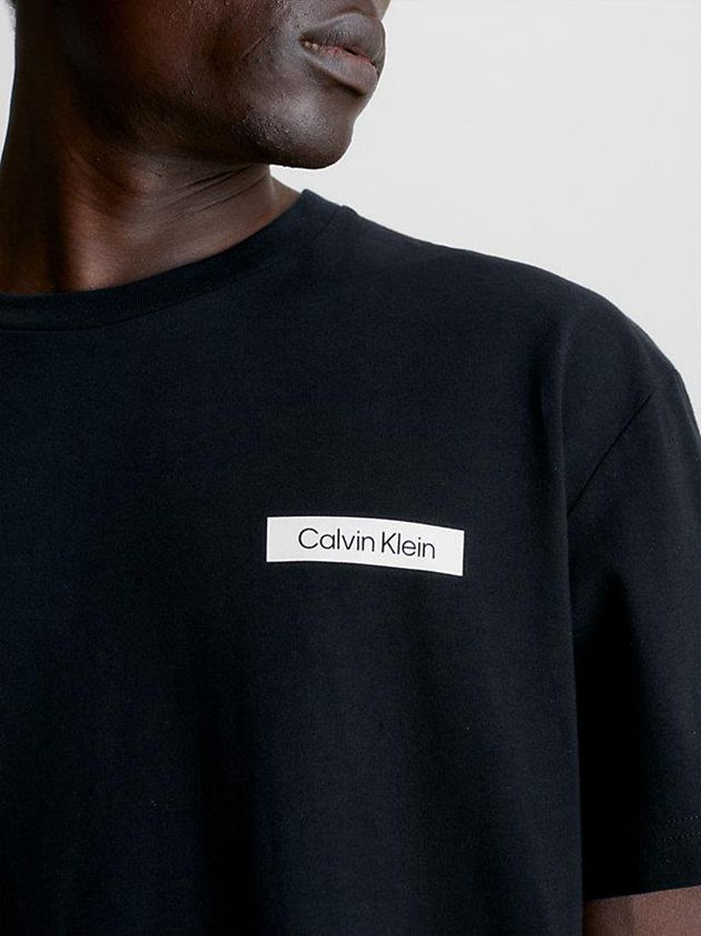 Black Calvin Klein Logo Men T-Shirt | HNXK-69538