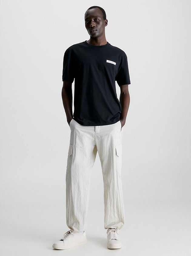 Black Calvin Klein Logo Men T-Shirt | HNXK-69538
